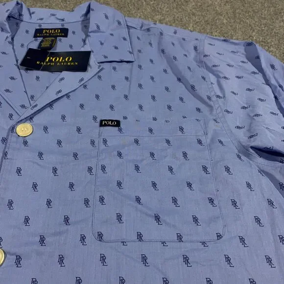Polo Ralph Lauren All Over Print PRL Monogram Woven Pajama Shirt Adult Medium - Picture 4 of 16